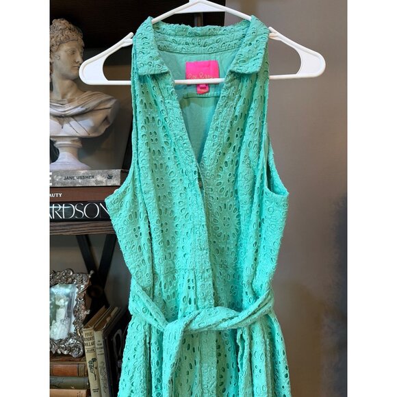 Lilly Pulitzer Chrisella Midi Shirtdress Beach Paradise Eyelet Womens Size 10 - Picture 8 of 13